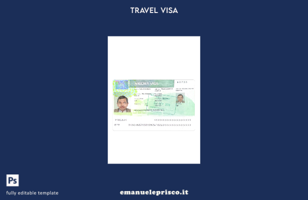 modello presente per il visto per la Nigeria in stile verificato